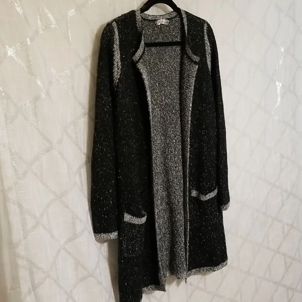 89th & Madison Sweater Cardigan Womens Size Large Black Whimsigoth Knit
